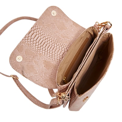 Bej Betty Kadın Egzotik Baskılı Omuz Çantası