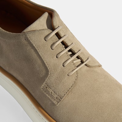 Bej Erkek Bağcıklı Süet Günlük Ayakkabı