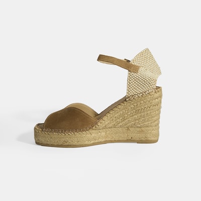 Bej Kadın Toka Detaylı Dolgu Topuklu Süet Espadril 