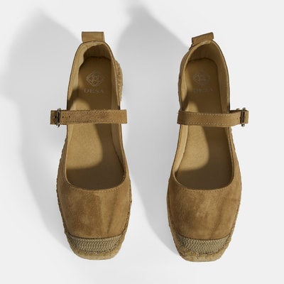 Bej Kadın Toka Detaylı Süet Mary Jane Espadril