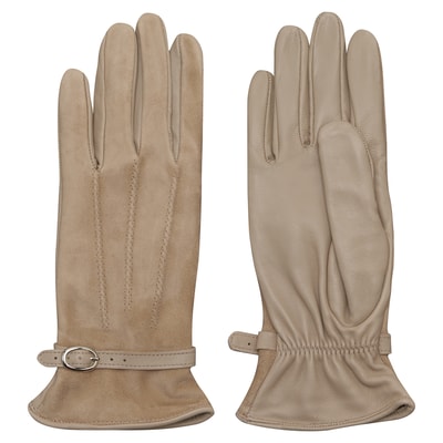 Bej Kadın Tokalı Süet Eldiven