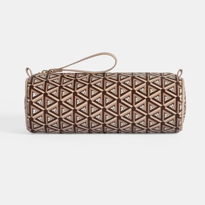 Bej Monogram Desenli Kalemlik/Tıraş/Makyaj Çantası