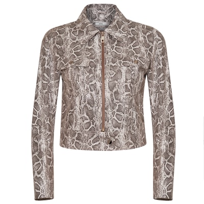 Bej Ninfe Kadın Deri Mont