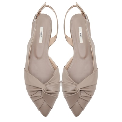 Bej Nodo Kadın Deri Babet