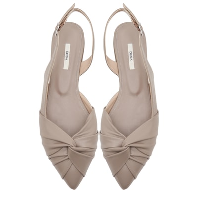 Bej Nodo Kadın Deri Babet