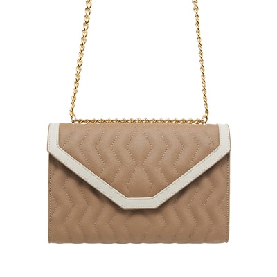 Bej Triana Zincir Detaylı Kadın Omuz Çantası