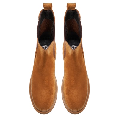 Bellisimo Taba Kadın Yandan Lastikli Süet Deri Chelsea Bot