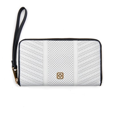 Beyaz Kadın Perfore Deri Cüzdan