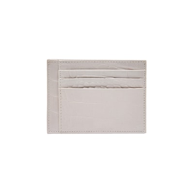 Beyaz Kroko Baskılı Deri Kartlık