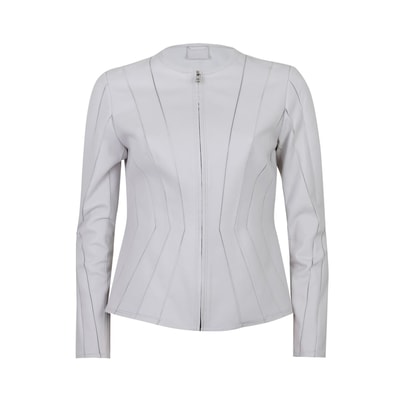 Bienna Beyaz Kadın Panelli Deri Ceket