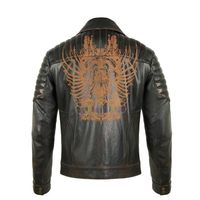 Bill Kahve Erkek Kartallı Vintage Biker Deri Mont