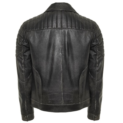 Bill Siyah Erkek Biker Deri Mont