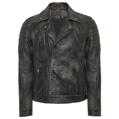 Bill Siyah Erkek Biker Deri Mont