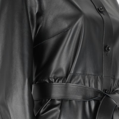 Blinda Siyah Kadın Deri Elbise