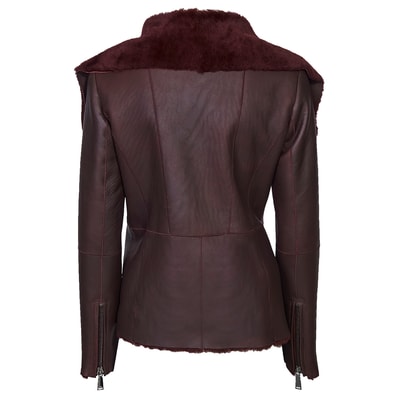 Bordo Lucia Kadın Kısa Kürk Kaban