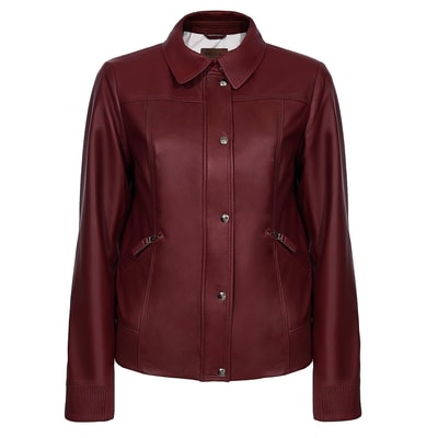 Bordo Merla Kadın Deri Mont