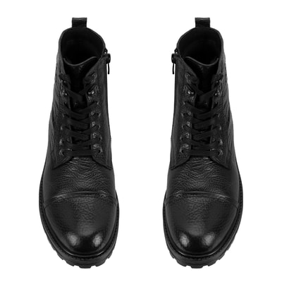 Bradyn Siyah Erkek Fermuarlı Deri Bot