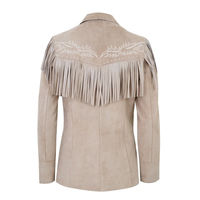 Breahne Bej Kadın Püsküllü Western Deri Ceket