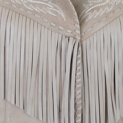 Breahne Bej Kadın Püsküllü Western Deri Ceket