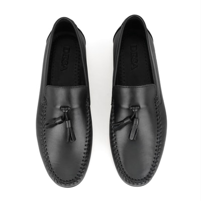 Brendan Siyah Erkek Deri Loafer