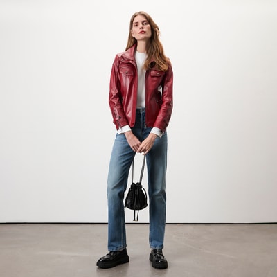 Briellen Kırmızı Kadın Deri Mont