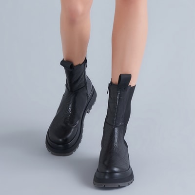 Brigett Chelsea Kadın Kroko Baskılı Deri Bot