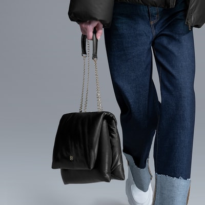 Bronte Siyah Kadın Deri Omuz Çantası