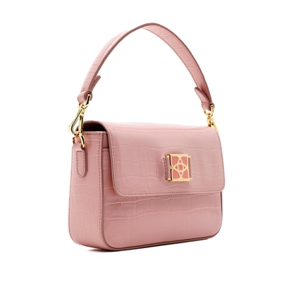 Bscene Pudra Kadın Kroko Baskılı Deri Omuz Çantası