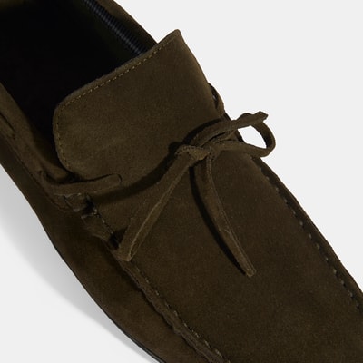 Calandra Haki Erkek Bağcık Detaylı Slip-On Süet Loafer
