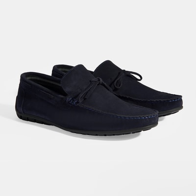 Calandra Lacivert Erkek Bağcık Detaylı Slip-On Süet Loafer