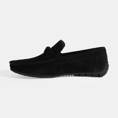 Calandra Siyah Erkek Bağcık Detaylı Slip-On Süet Loafer
