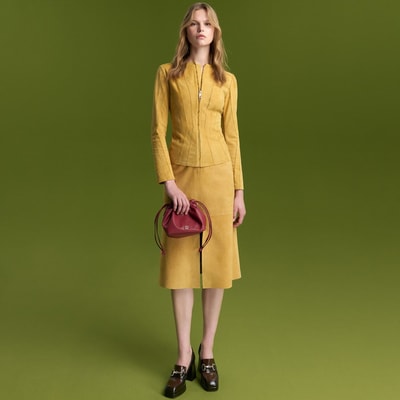 Caliana Sarı Kadın Süet Deri Etek