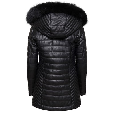 Cambio Kadın Kürk Kapüşonlu Deri Mont