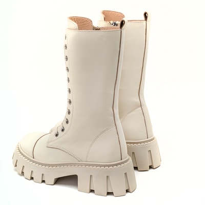 Candi Ekru Kadın Deri Postal Bot