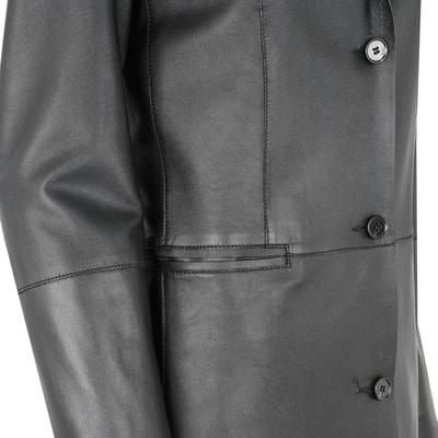 Canika Siyah Kadın Deri Blazer Trençkot