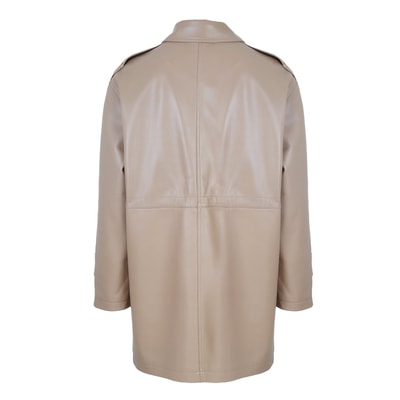 Carlynda Bej Kadın Deri Oversize Pardösü