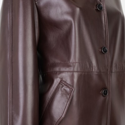 Carlynda Kahve Kadın Deri Pardösü