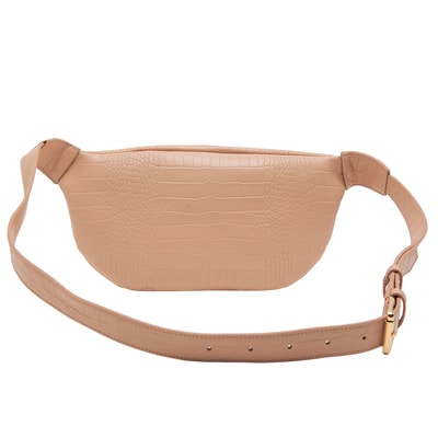 Carol Bej Kadın Kroko Baskılı Deri Bel Çantası