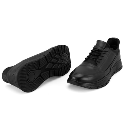 Chad Siyah Erkek Deri Spor Ayakkabı