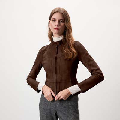 Chantoya Koyu Kahve Kadın Süet Ceket