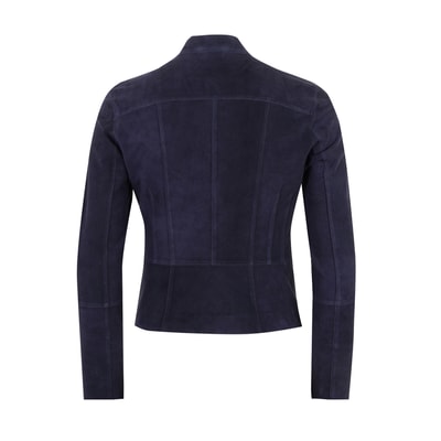 Chantoya Lacivert Kadın Biker Süet Deri Ceket