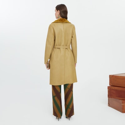 Charla Yeşil Kadın Çift Taraflı Yünlü Kaban