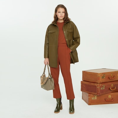 Chayan Yeşil Kadın Çift Taraflı Gömlek