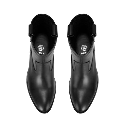 Colleen Siyah Kadın Topuklu Deri Kovboy Botu