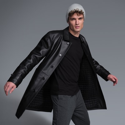 Damian Siyah Erkek Deri Kaban