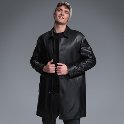 Damian Siyah Erkek Deri Kaban