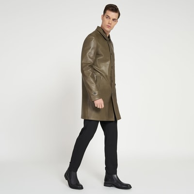 Damian Yeşil Erkek Deri Kaban