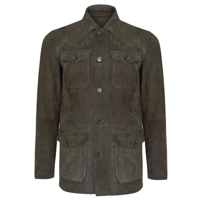 Damon Haki Erkek Süet Safari Ceket