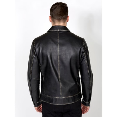 Darcio Siyah Erkek Vintage Efektli Deri Mont