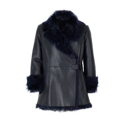 Debora Lacivert Kadın Kürk Ceket